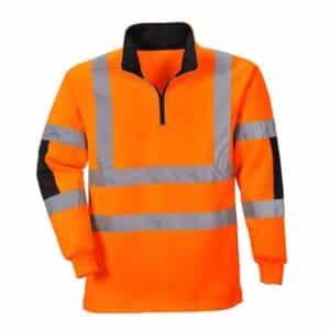Felpa alta visibilit&agrave; Rugby mezza zip 65% poliestere 35% cotone