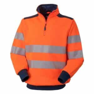 Felpa hi-vis collo alto con zip 65% poliestere 35% cotone 280 gr