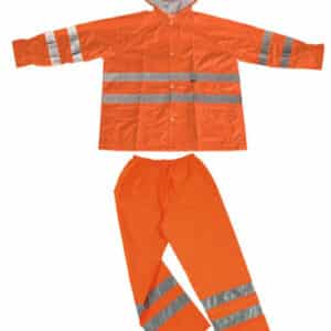 Completo impermeabile anti pioggia 100% poliestere 150 Oxford spalmato PU colore arancio