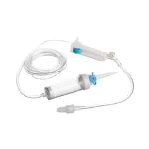 Deflussori per terapie infusionali a 1 via punto infusione a barilotto con roller terminale Luer Lock tubo Pvc 150 cm