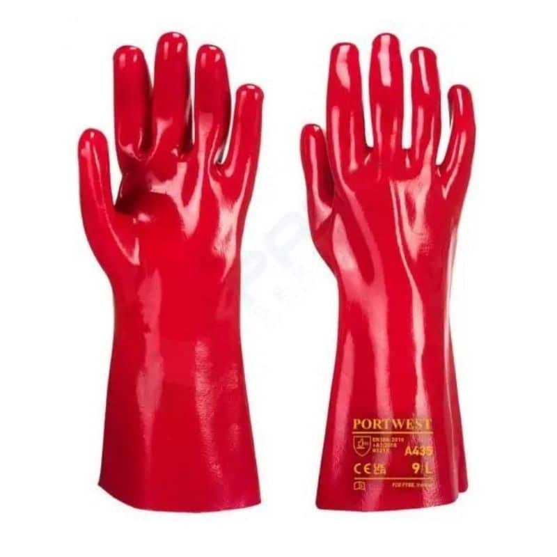 Guanto spalmato in pvc con fodera in cotone interna lunghezza 45 cm