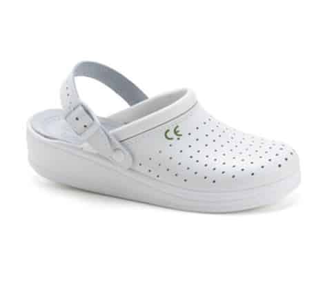Zoccolo uomo con laccetto in pelle traforata bianco
